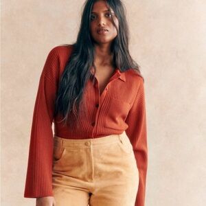 BNWT Sezane Liya Cardigan in Rust